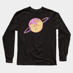 Aesthetic Cat And Saturn Long Sleeve T-Shirt